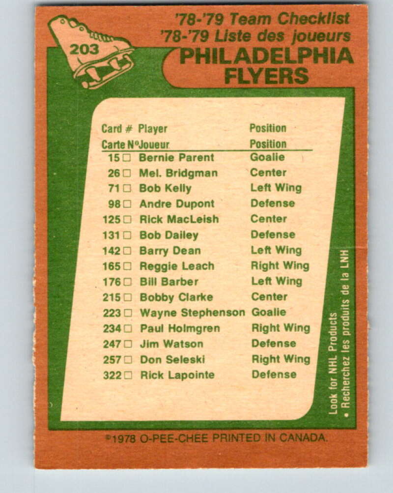 1978-79 O-Pee-Chee #203 Philadelphia Flyers TC   V23752