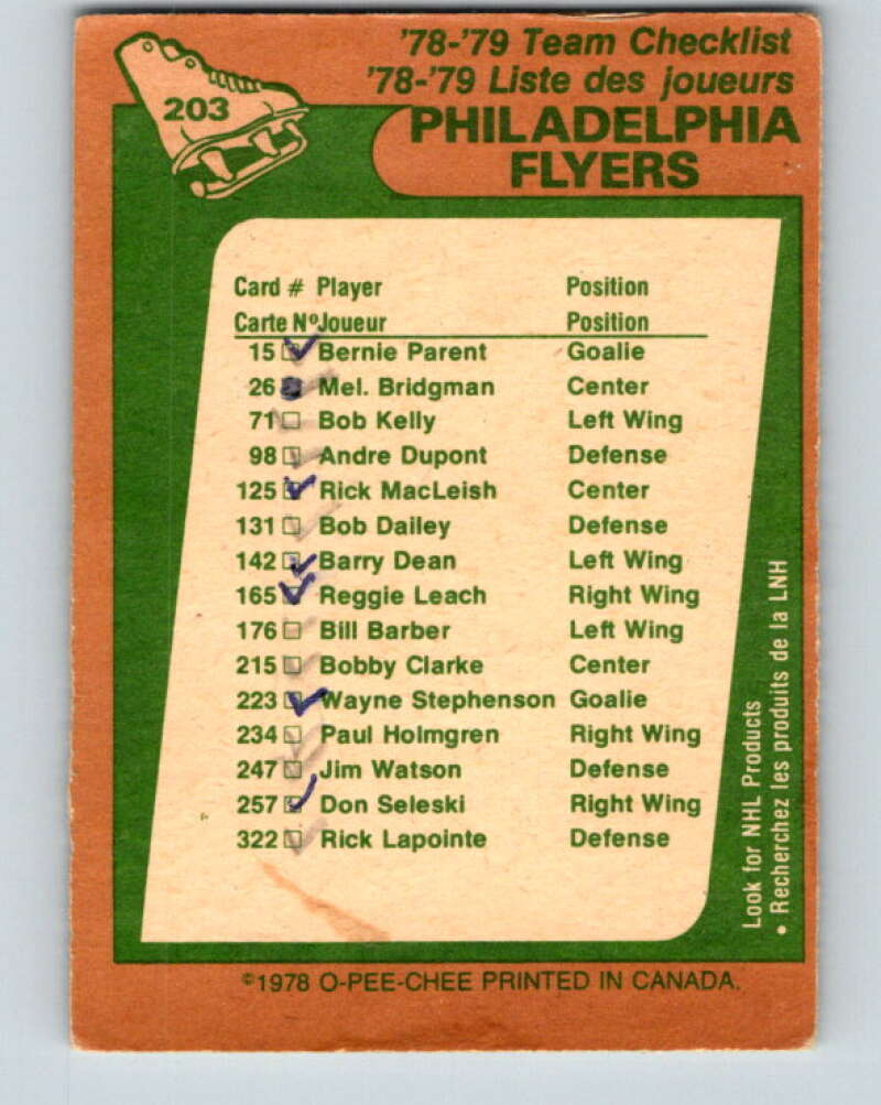 1978-79 O-Pee-Chee #203 Philadelphia Flyers TC   V23753