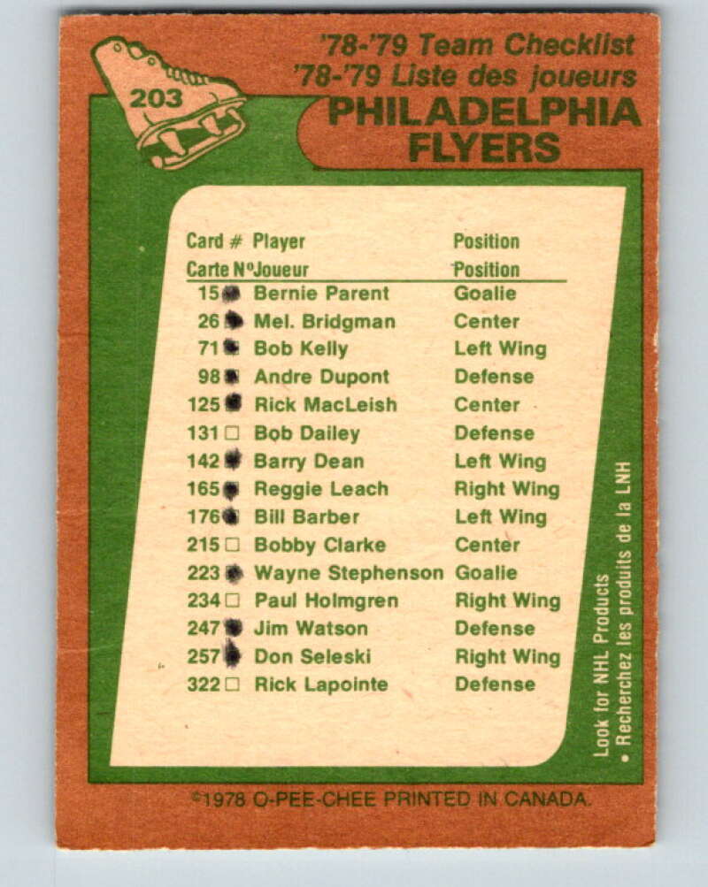 1978-79 O-Pee-Chee #203 Philadelphia Flyers TC   V23754