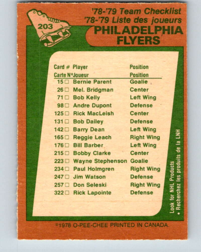 1978-79 O-Pee-Chee #203 Philadelphia Flyers TC   V23756