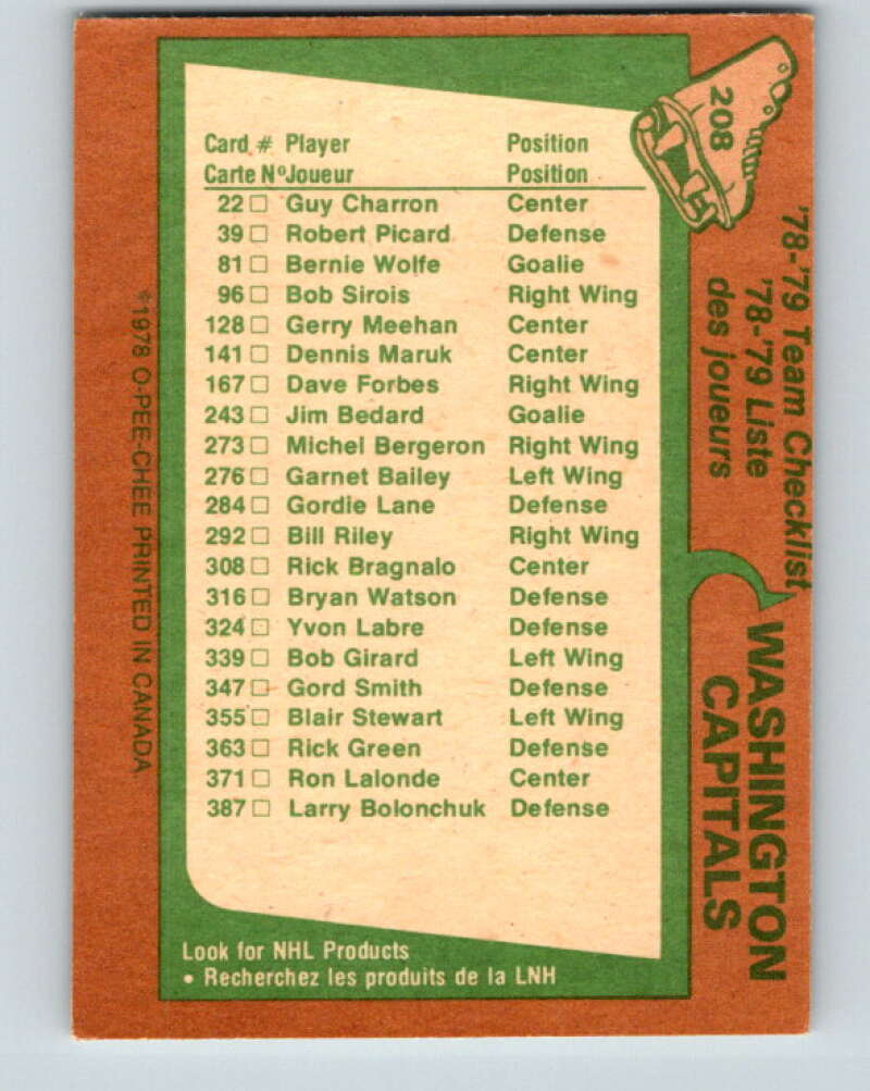 1978-79 O-Pee-Chee #207 Vancouver Canucks TC   V23820