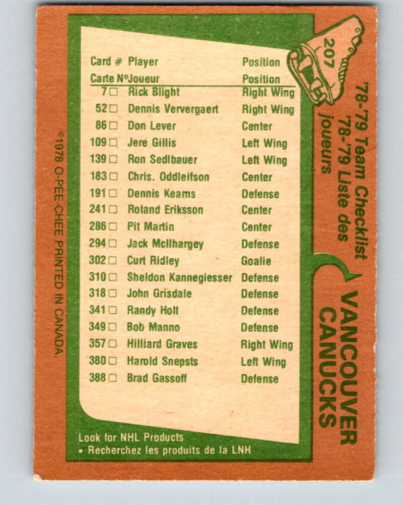 1978-79 O-Pee-Chee #208 Washington Capitals TC   V23822