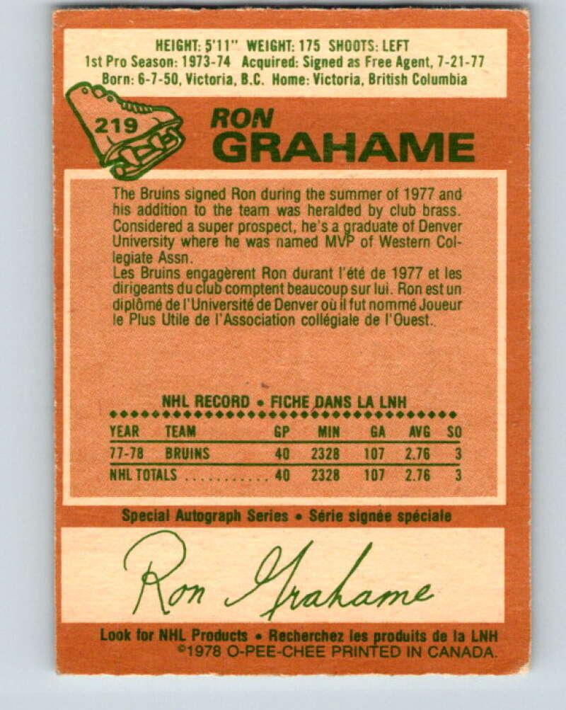 1978-79 O-Pee-Chee #219 Ron Grahame  Los Angeles Kings  V23953