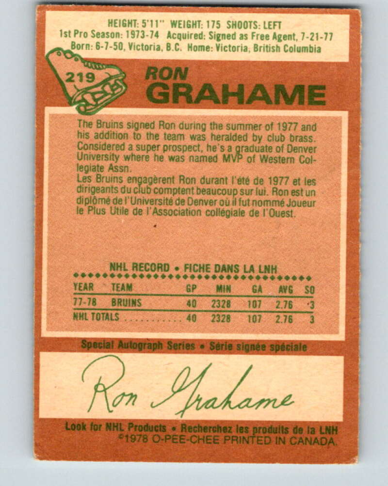 1978-79 O-Pee-Chee #219 Ron Grahame  Los Angeles Kings  V23954