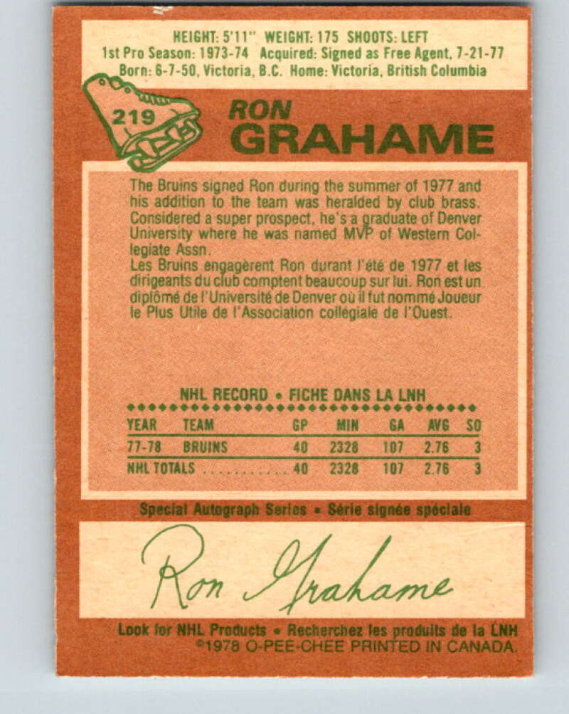 1978-79 O-Pee-Chee #219 Ron Grahame  Los Angeles Kings  V23955