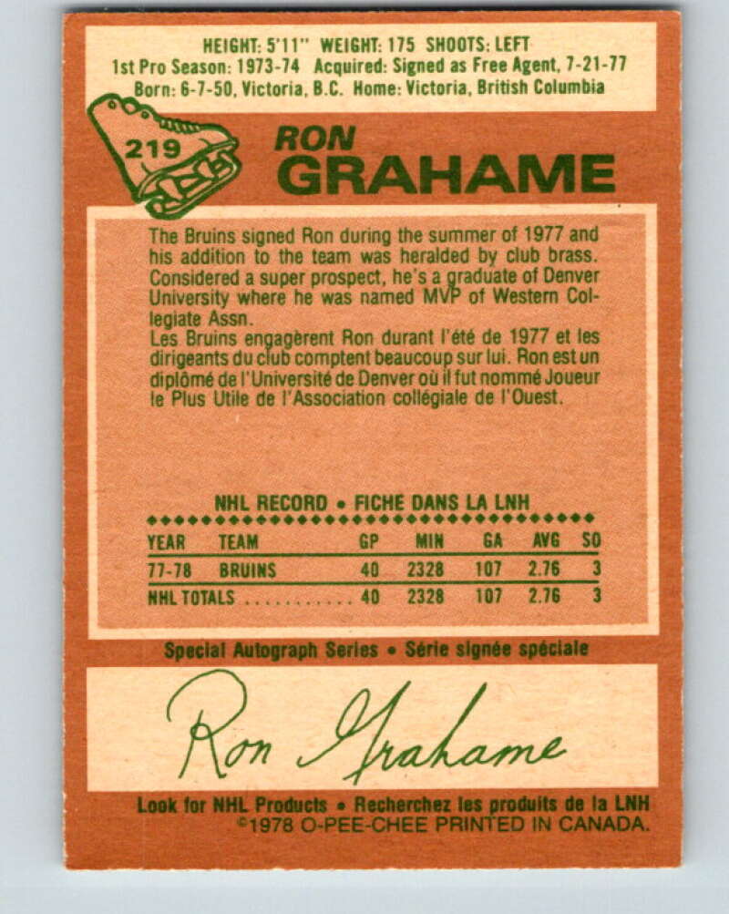 1978-79 O-Pee-Chee #219 Ron Grahame  Los Angeles Kings  V23958