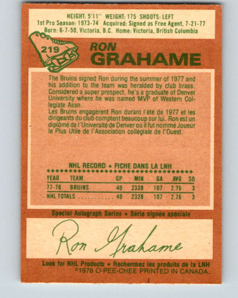 1978-79 O-Pee-Chee #219 Ron Grahame  Los Angeles Kings  V23962