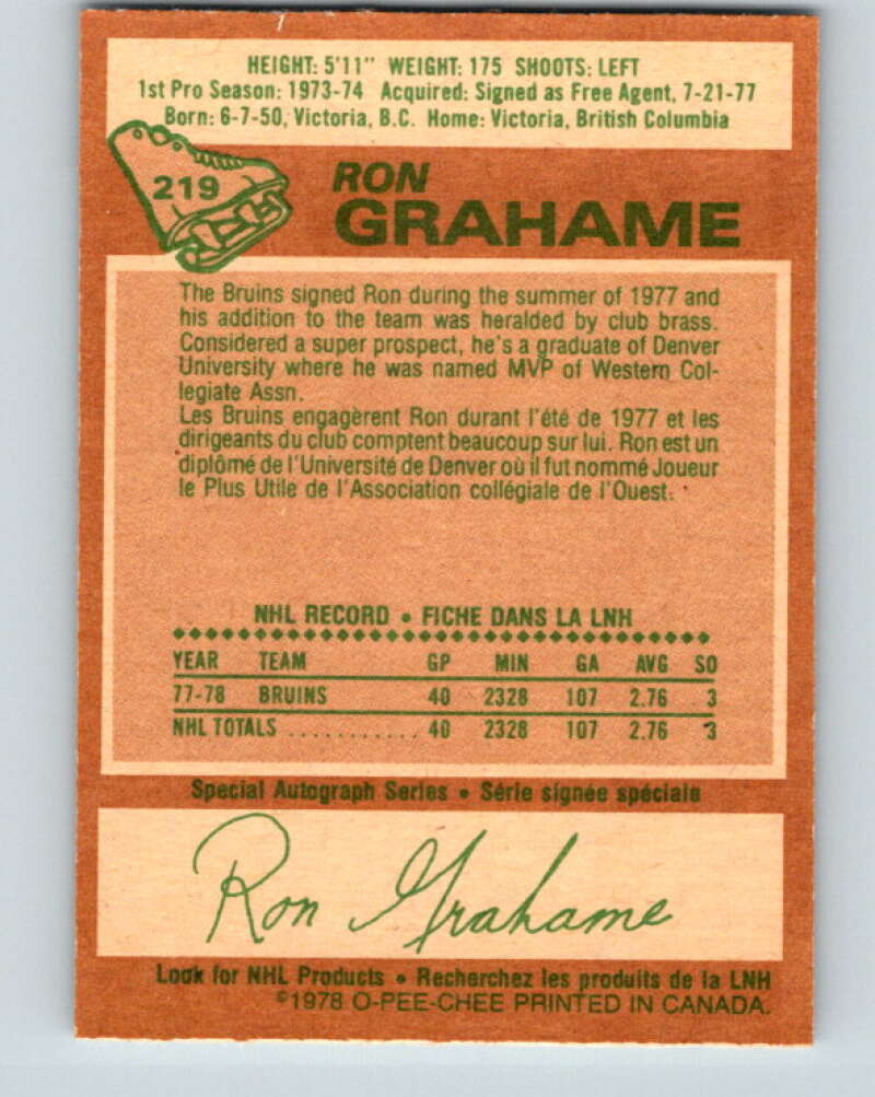 1978-79 O-Pee-Chee #219 Ron Grahame  Los Angeles Kings  V23963