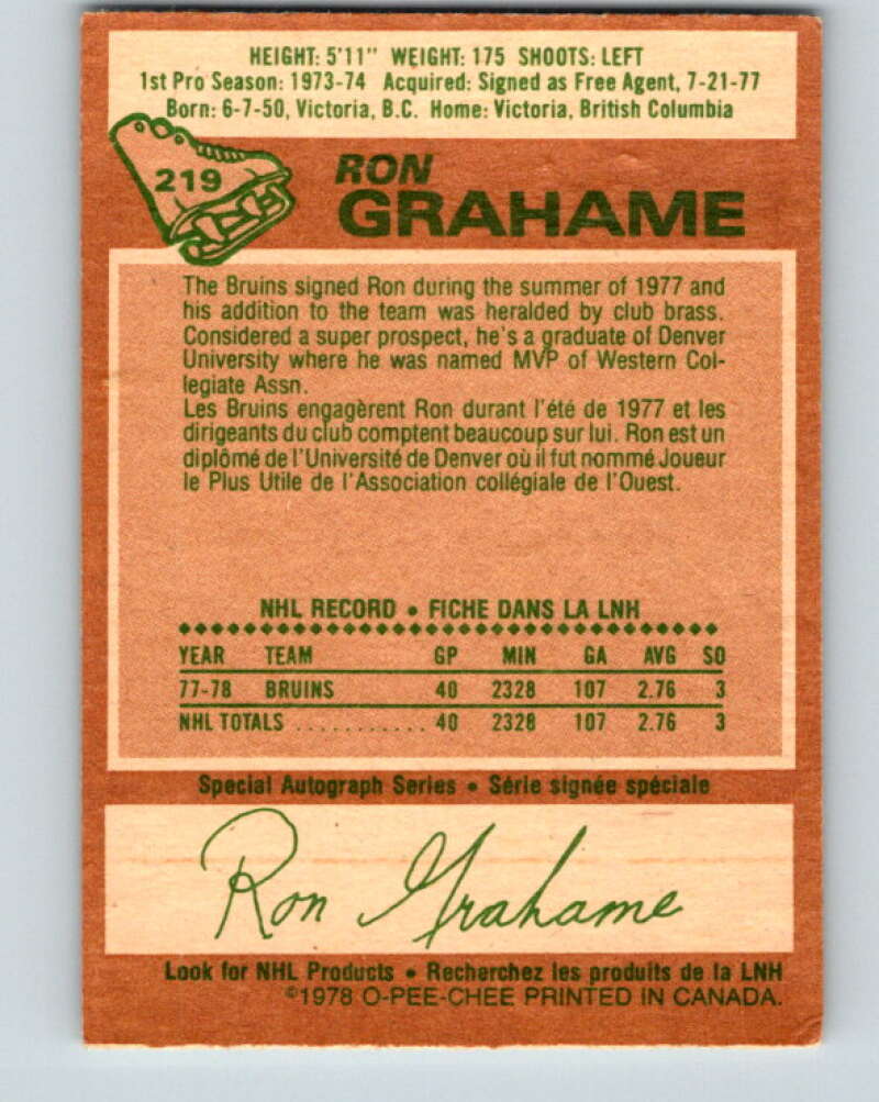 1978-79 O-Pee-Chee #219 Ron Grahame  Los Angeles Kings  V23964