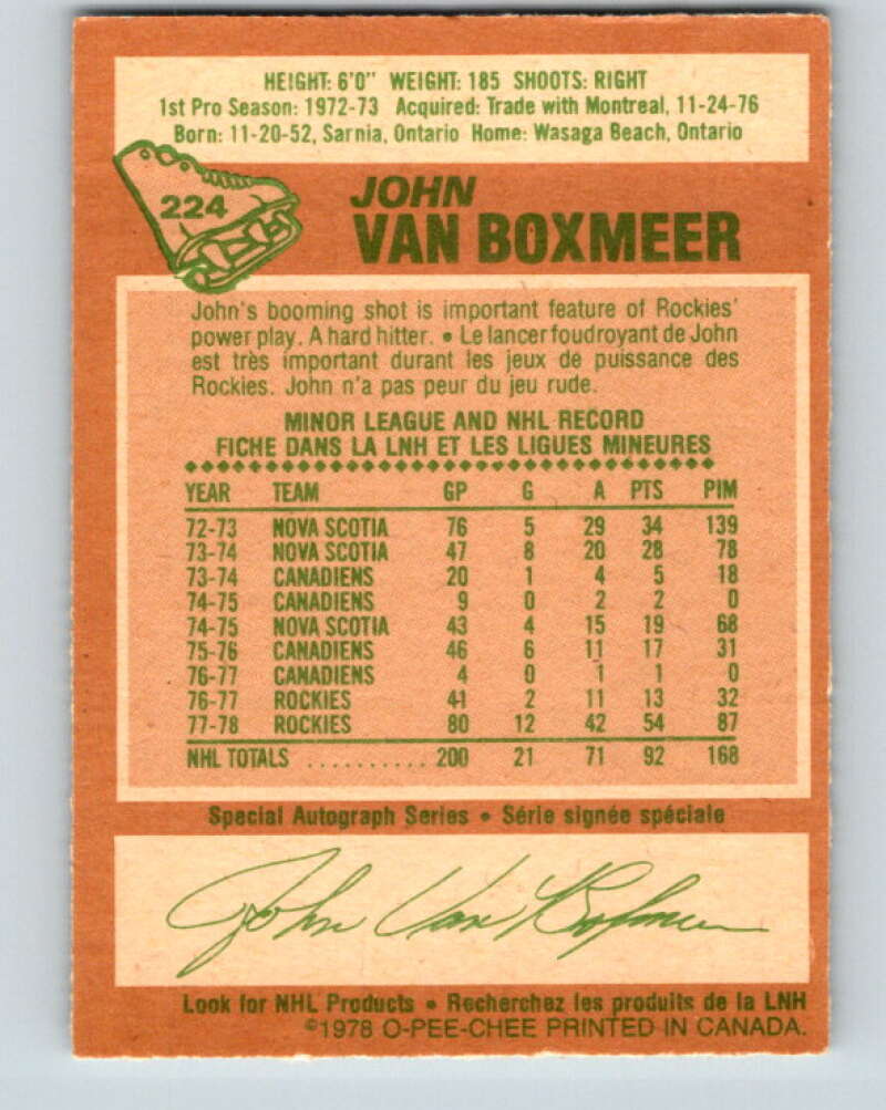 1978-79 O-Pee-Chee #224 John Van Boxmeer  Colorado Rockies  V24034