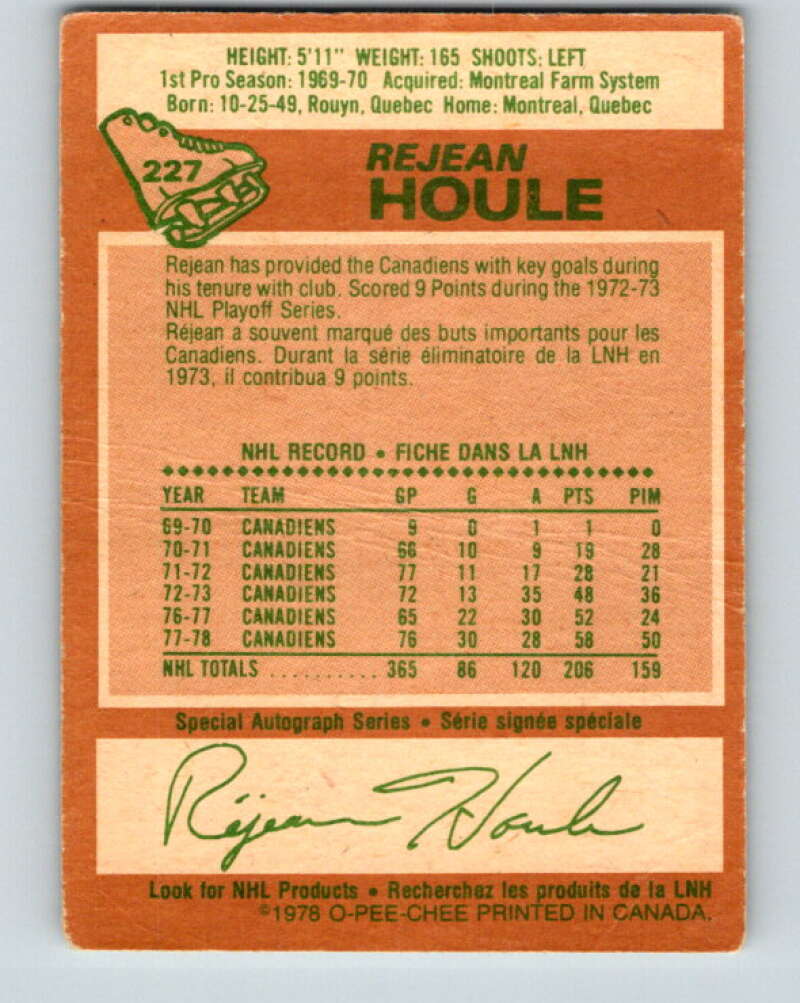 1978-79 O-Pee-Chee #227 Rejean Houle  Montreal Canadiens  V24072