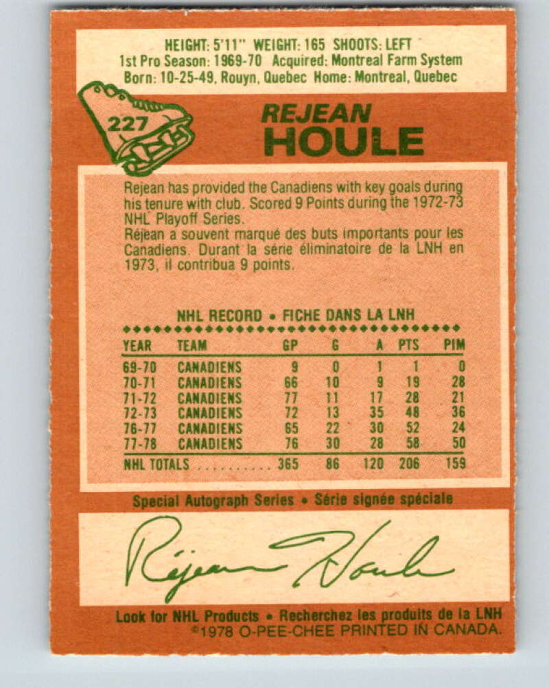 1978-79 O-Pee-Chee #227 Rejean Houle  Montreal Canadiens  V24073