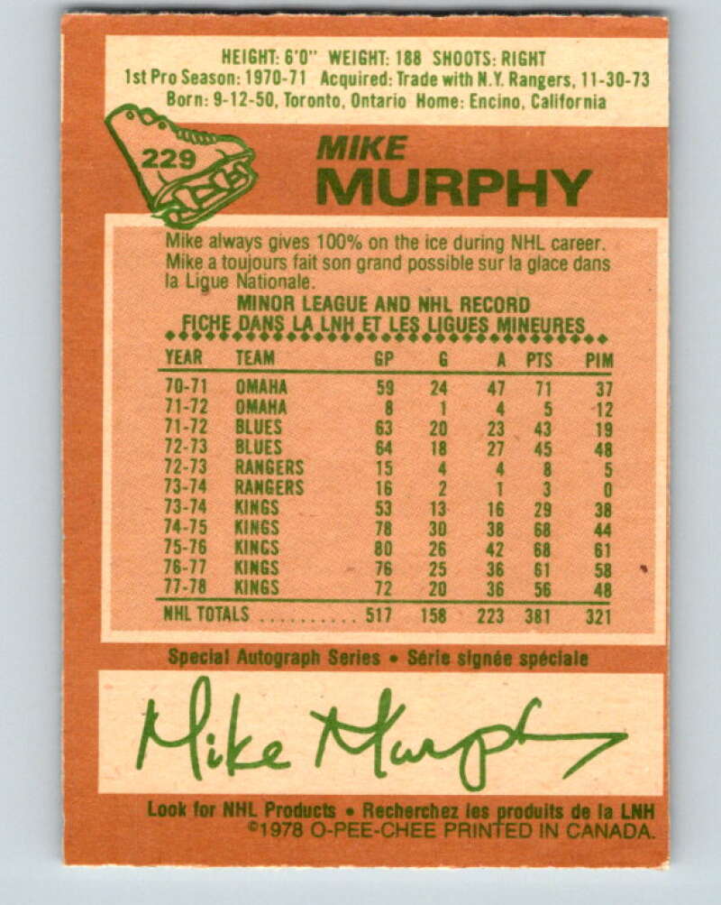 1978-79 O-Pee-Chee #229 Mike Murphy  Los Angeles Kings  V24091