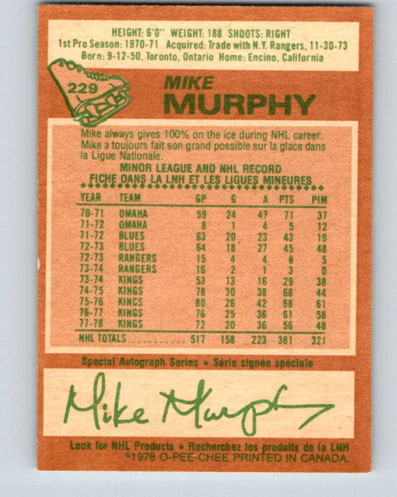 1978-79 O-Pee-Chee #229 Mike Murphy  Los Angeles Kings  V24093