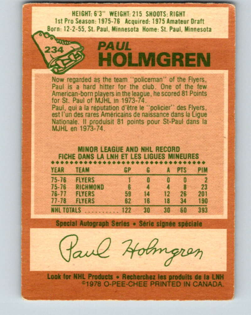 1978-79 O-Pee-Chee #234 Paul Holmgren  Philadelphia Flyers  V24168