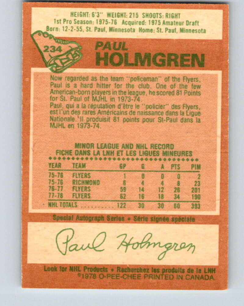 1978-79 O-Pee-Chee #234 Paul Holmgren  Philadelphia Flyers  V24171