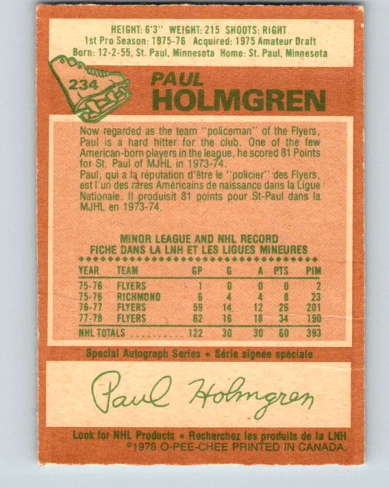 1978-79 O-Pee-Chee #234 Paul Holmgren  Philadelphia Flyers  V24174