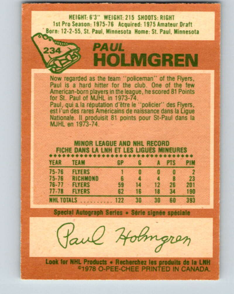 1978-79 O-Pee-Chee #234 Paul Holmgren  Philadelphia Flyers  V24176