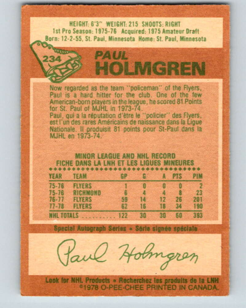 1978-79 O-Pee-Chee #234 Paul Holmgren  Philadelphia Flyers  V24178