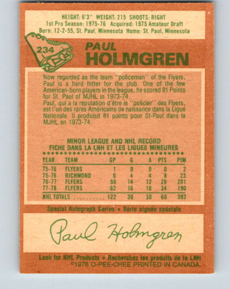 1978-79 O-Pee-Chee #234 Paul Holmgren  Philadelphia Flyers  V24179