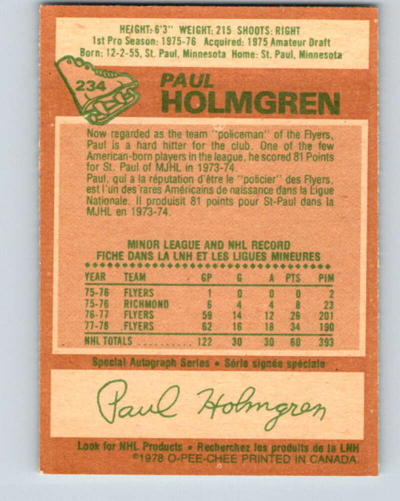 1978-79 O-Pee-Chee #234 Paul Holmgren  Philadelphia Flyers  V24180