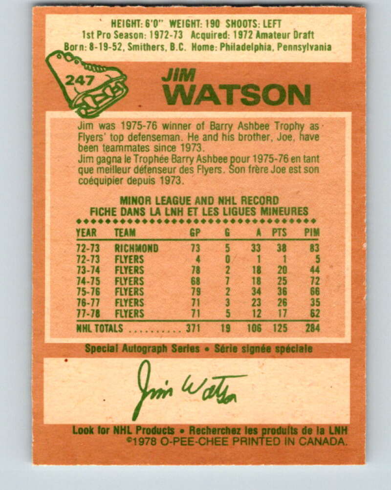 1978-79 O-Pee-Chee #247 Jim Watson  Philadelphia Flyers  V24364