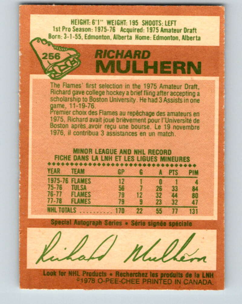 1978-79 O-Pee-Chee #256 Richard Mulhern  Atlanta Flames  V24479