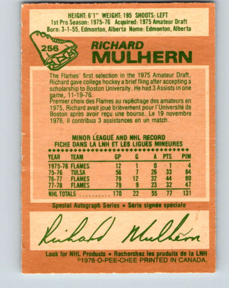 1978-79 O-Pee-Chee #256 Richard Mulhern  Atlanta Flames  V24480