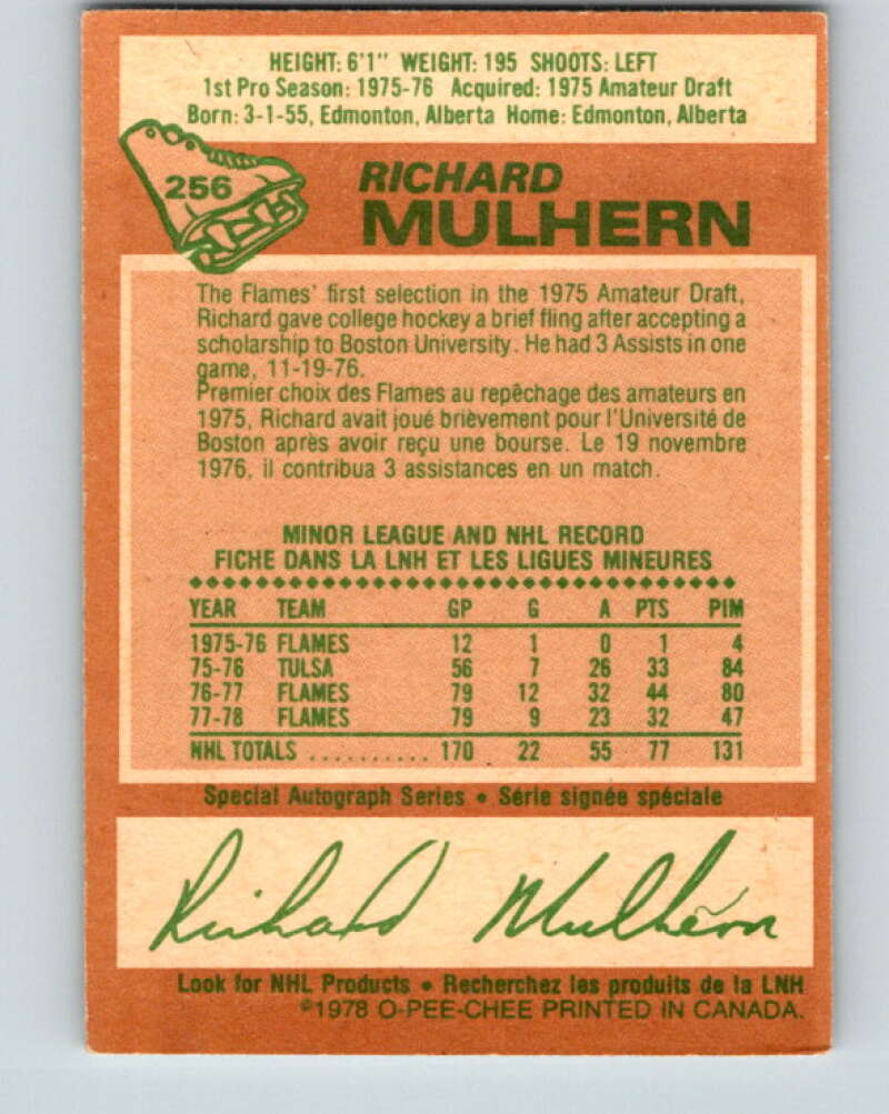 1978-79 O-Pee-Chee #256 Richard Mulhern  Atlanta Flames  V24482