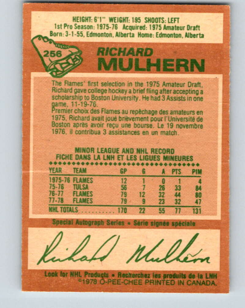 1978-79 O-Pee-Chee #256 Richard Mulhern  Atlanta Flames  V24484