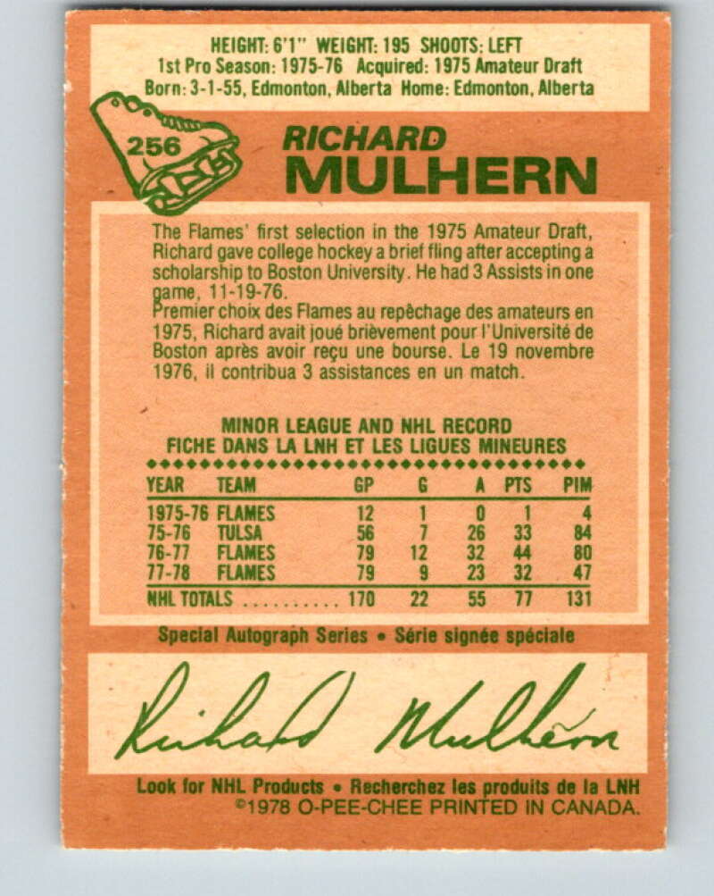 1978-79 O-Pee-Chee #256 Richard Mulhern  Atlanta Flames  V24485