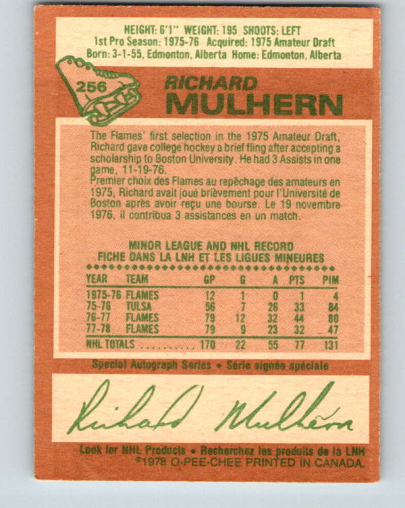 1978-79 O-Pee-Chee #256 Richard Mulhern  Atlanta Flames  V24487