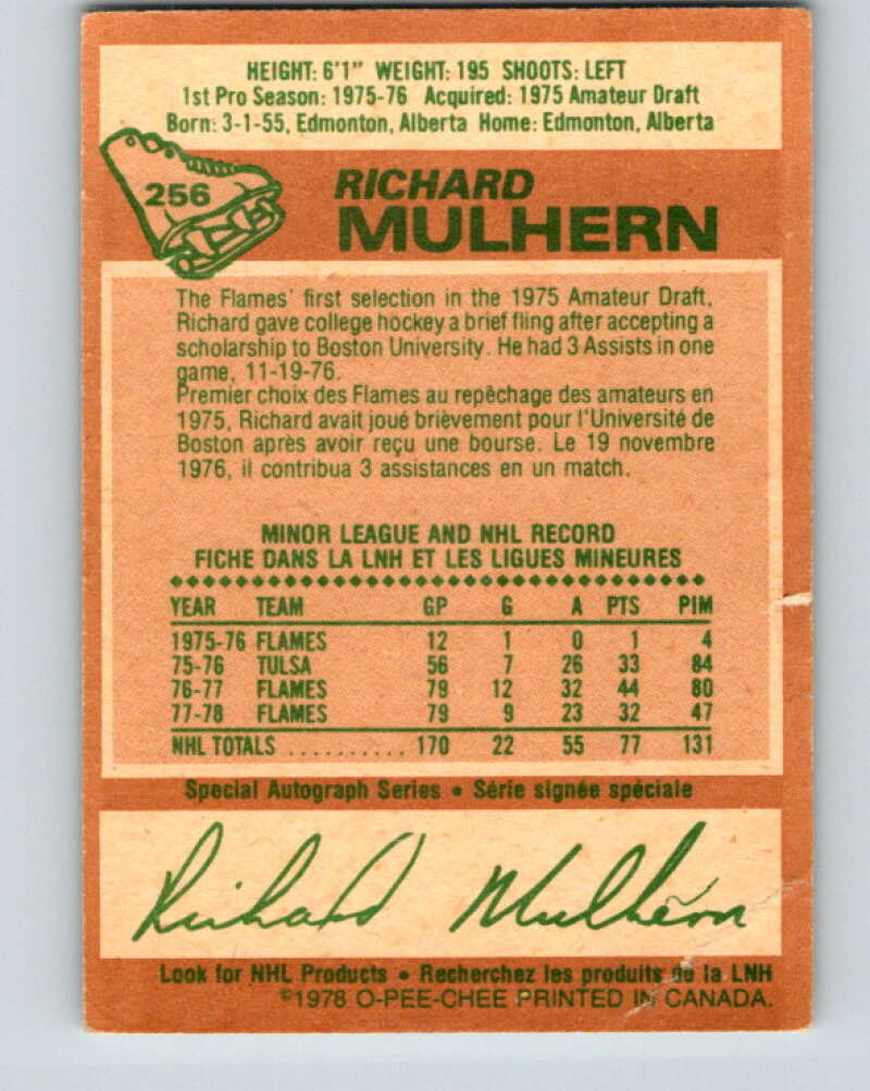 1978-79 O-Pee-Chee #256 Richard Mulhern  Atlanta Flames  V24488