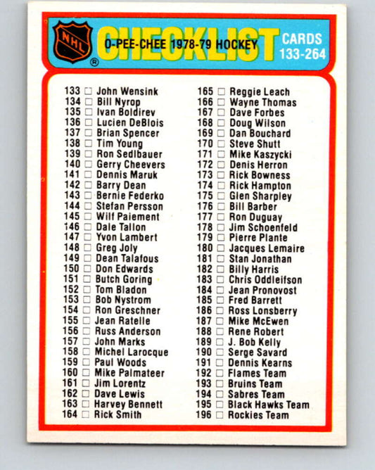 1978-79 O-Pee-Chee #259 Checklist   V24535