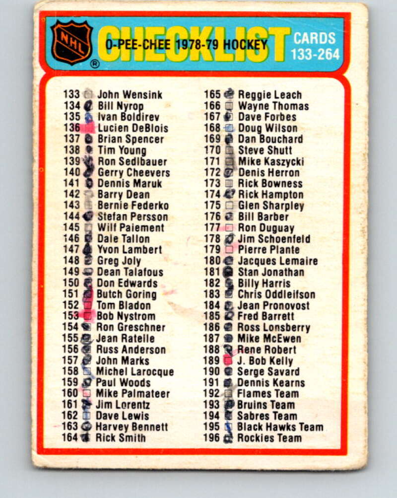 1978-79 O-Pee-Chee #259 Checklist   V24543