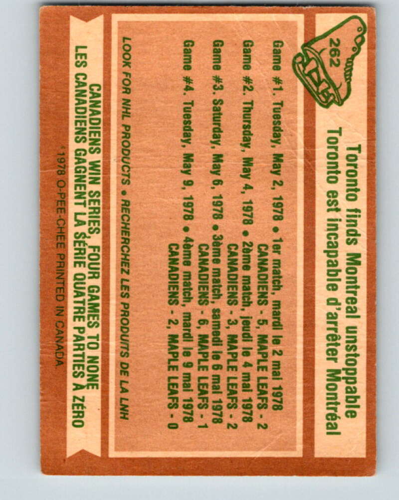 1978-79 O-Pee-Chee #262 Stanley Cup Semi-Finals   V24562