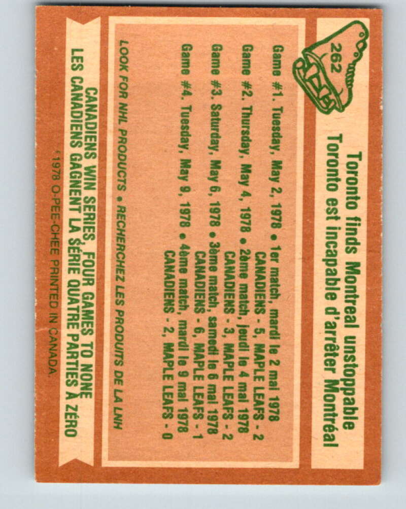 1978-79 O-Pee-Chee #262 Stanley Cup Semi-Finals   V24569