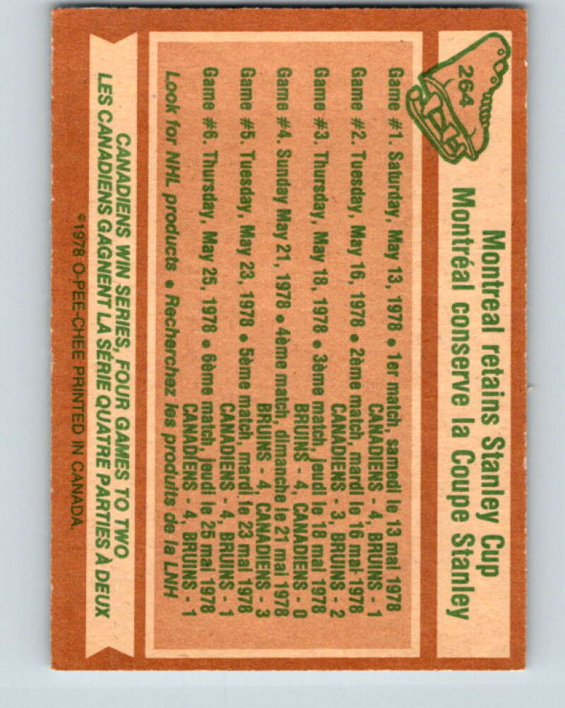 1978-79 O-Pee-Chee #264 Stanley Cup  Montreal Canadiens  V24585