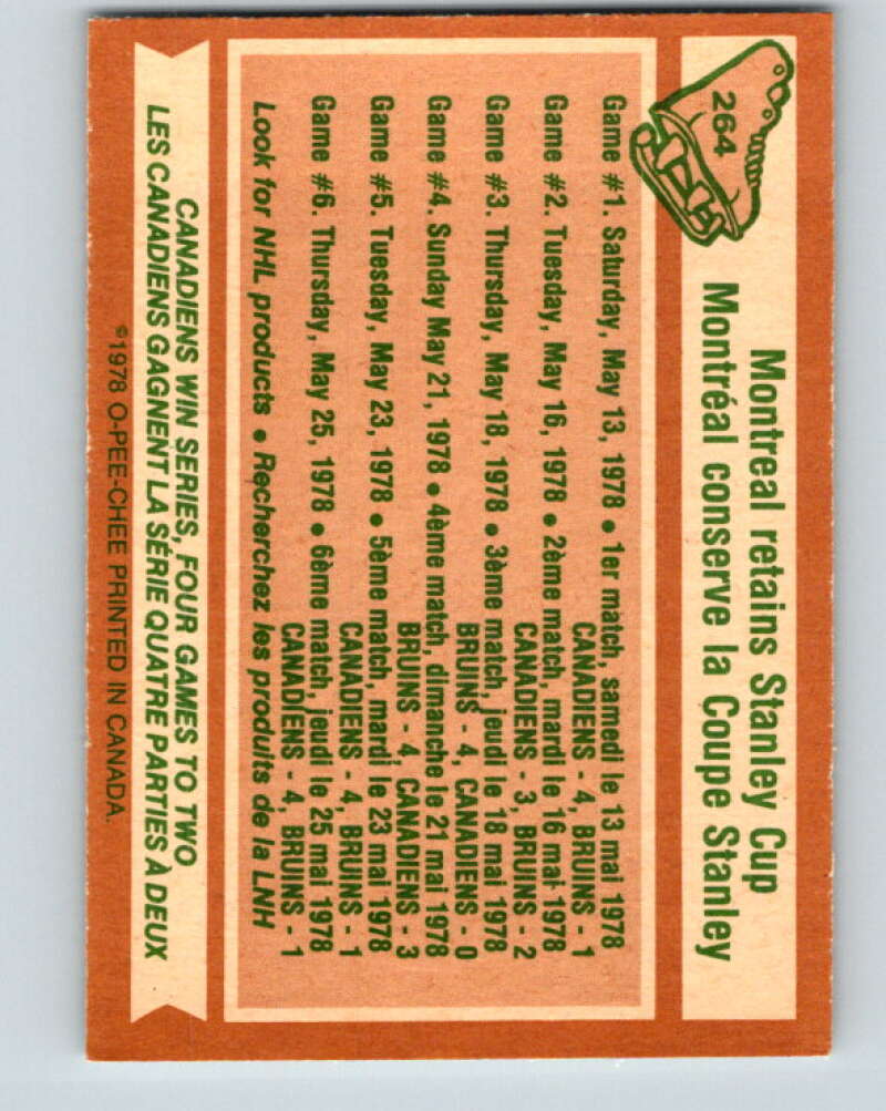 1978-79 O-Pee-Chee #264 Stanley Cup  Montreal Canadiens  V24586