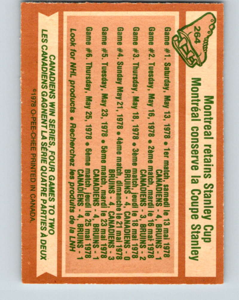 1978-79 O-Pee-Chee #264 Stanley Cup  Montreal Canadiens  V24587