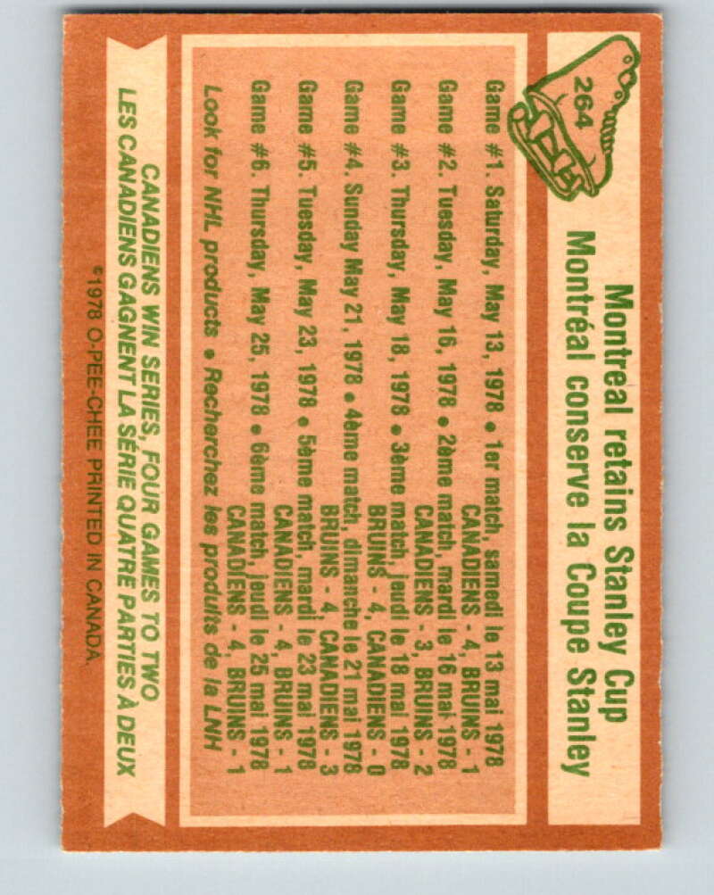 1978-79 O-Pee-Chee #264 Stanley Cup  Montreal Canadiens  V24589