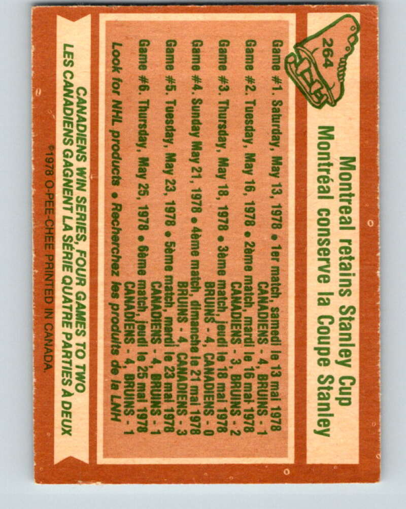 1978-79 O-Pee-Chee #264 Stanley Cup  Montreal Canadiens  V24595