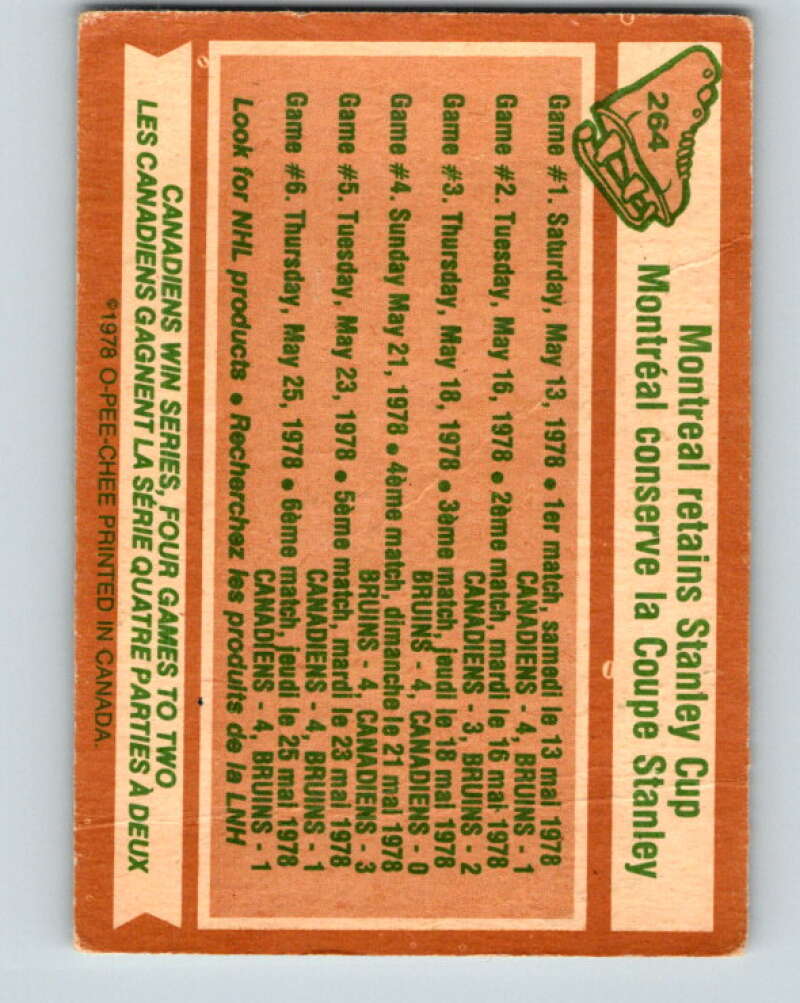 1978-79 O-Pee-Chee #264 Stanley Cup  Montreal Canadiens  V24596