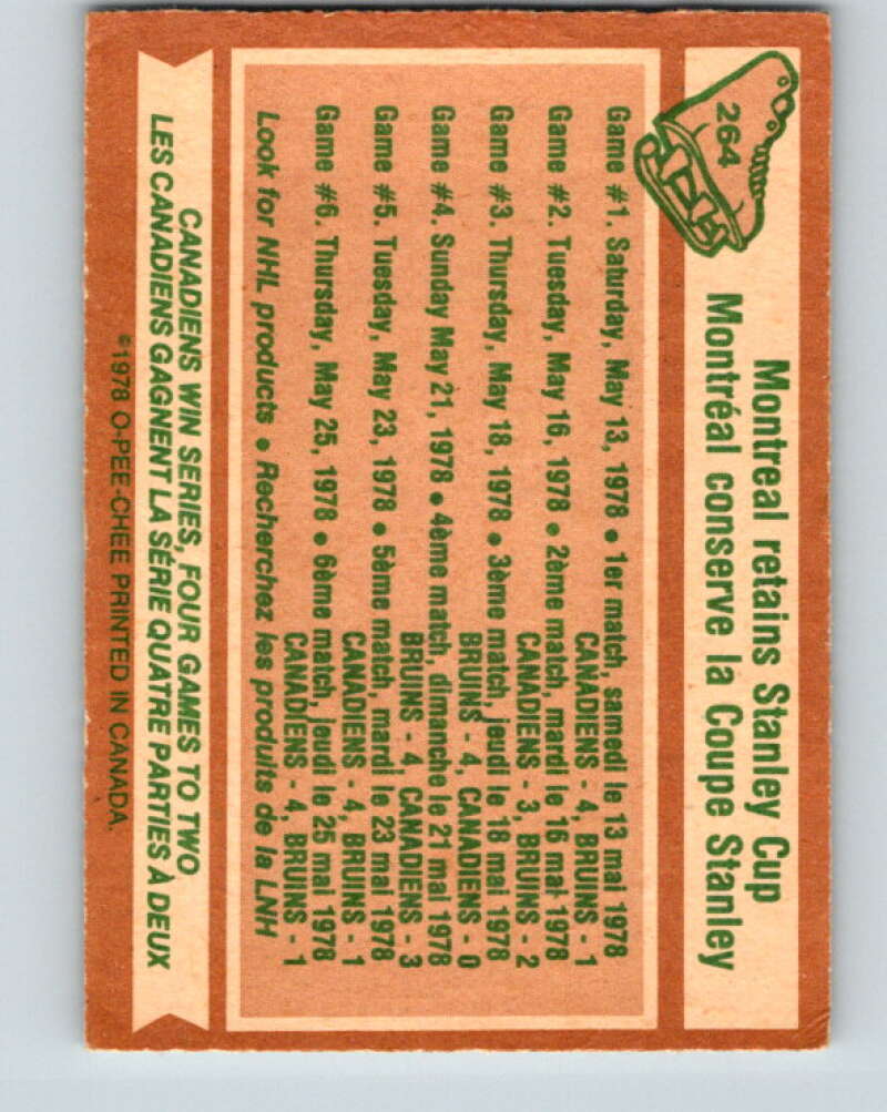 1978-79 O-Pee-Chee #264 Stanley Cup  Montreal Canadiens  V24597