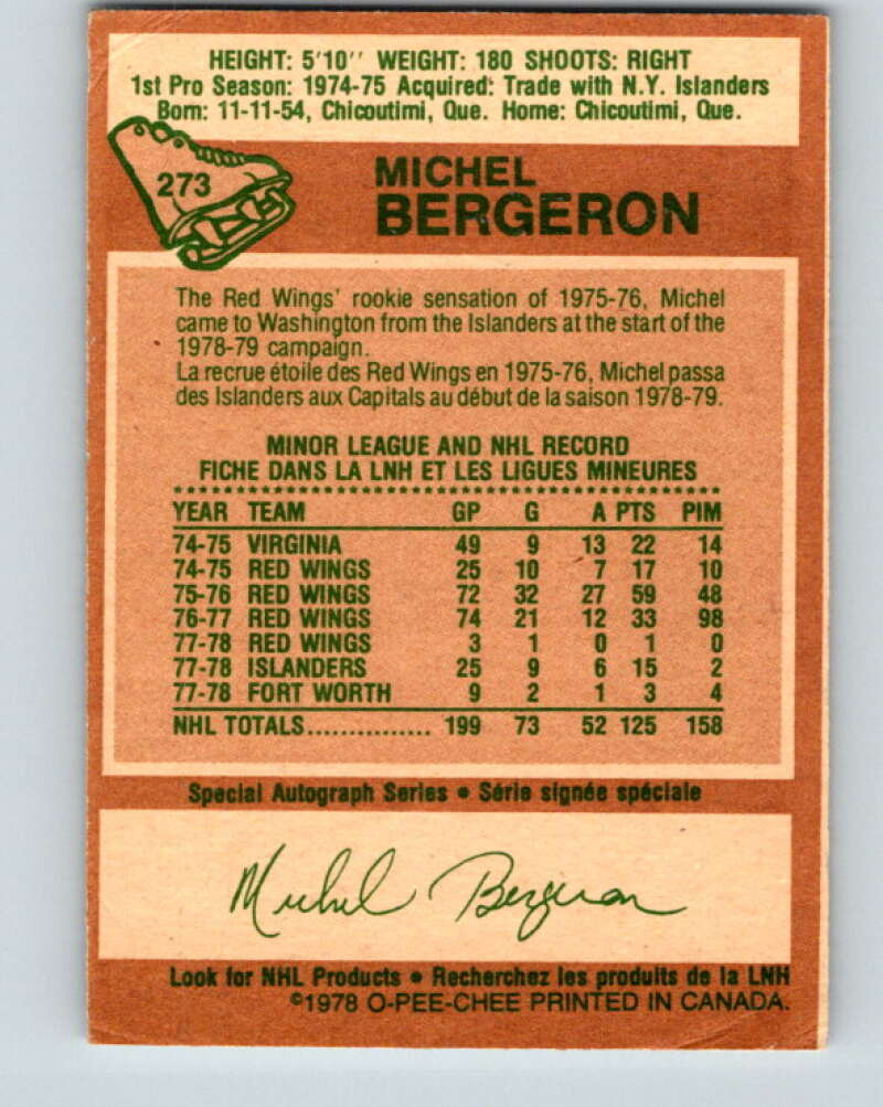 1978-79 O-Pee-Chee #273 Michel Bergeron  Washington Capitals  V24701