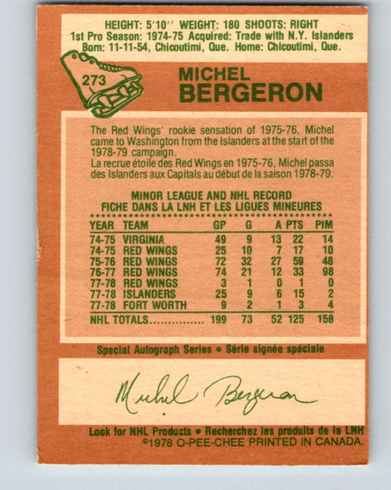 1978-79 O-Pee-Chee #273 Michel Bergeron  Washington Capitals  V24704