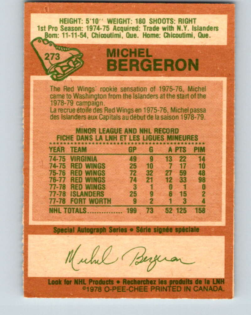 1978-79 O-Pee-Chee #273 Michel Bergeron  Washington Capitals  V24707