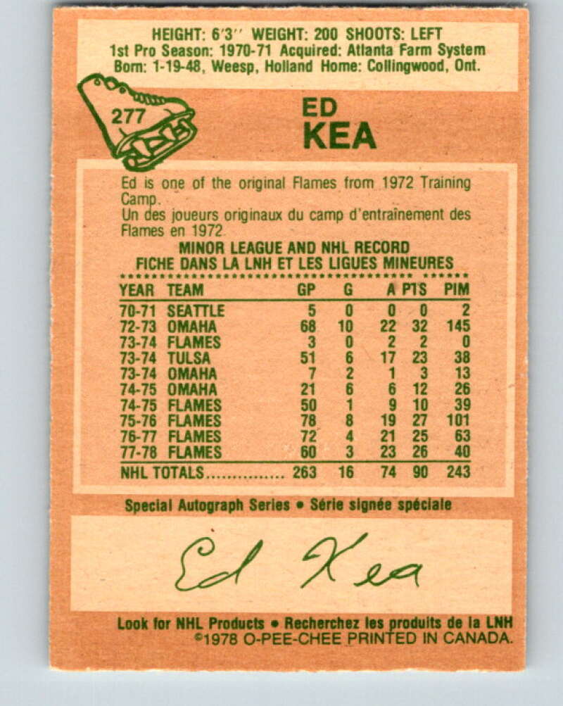 1978-79 O-Pee-Chee #277 Ed Kea  Atlanta Flames  V24753