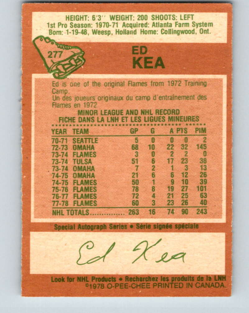 1978-79 O-Pee-Chee #277 Ed Kea  Atlanta Flames  V24754