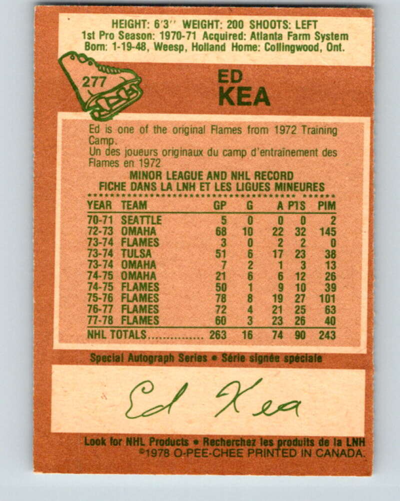 1978-79 O-Pee-Chee #277 Ed Kea  Atlanta Flames  V24758